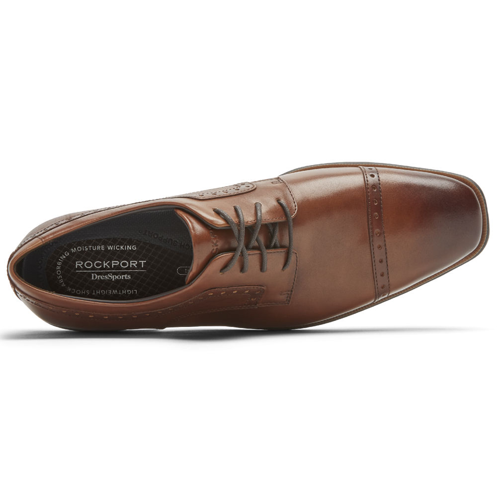 Rockport Singapore Mens Oxfords - Farrow Cap Toe Brown - YG5819340